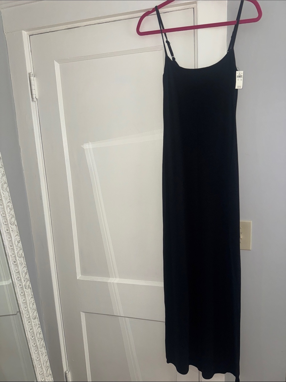 Classic Black Cotton Slip Dress - Women's Maxi